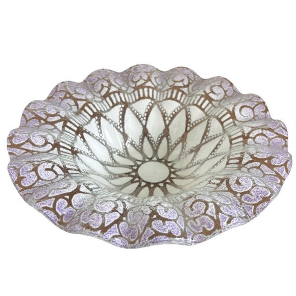 Other - VINTAGE 70s SYDENSTRICKER Decorative Scalloped Glass Bowl Fused Glass Feminine